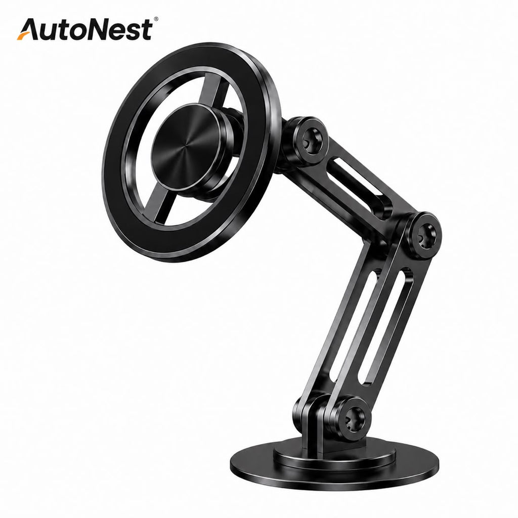 360° Magnetic Car Phone Holder | Foldable Metal Dashboard Mount