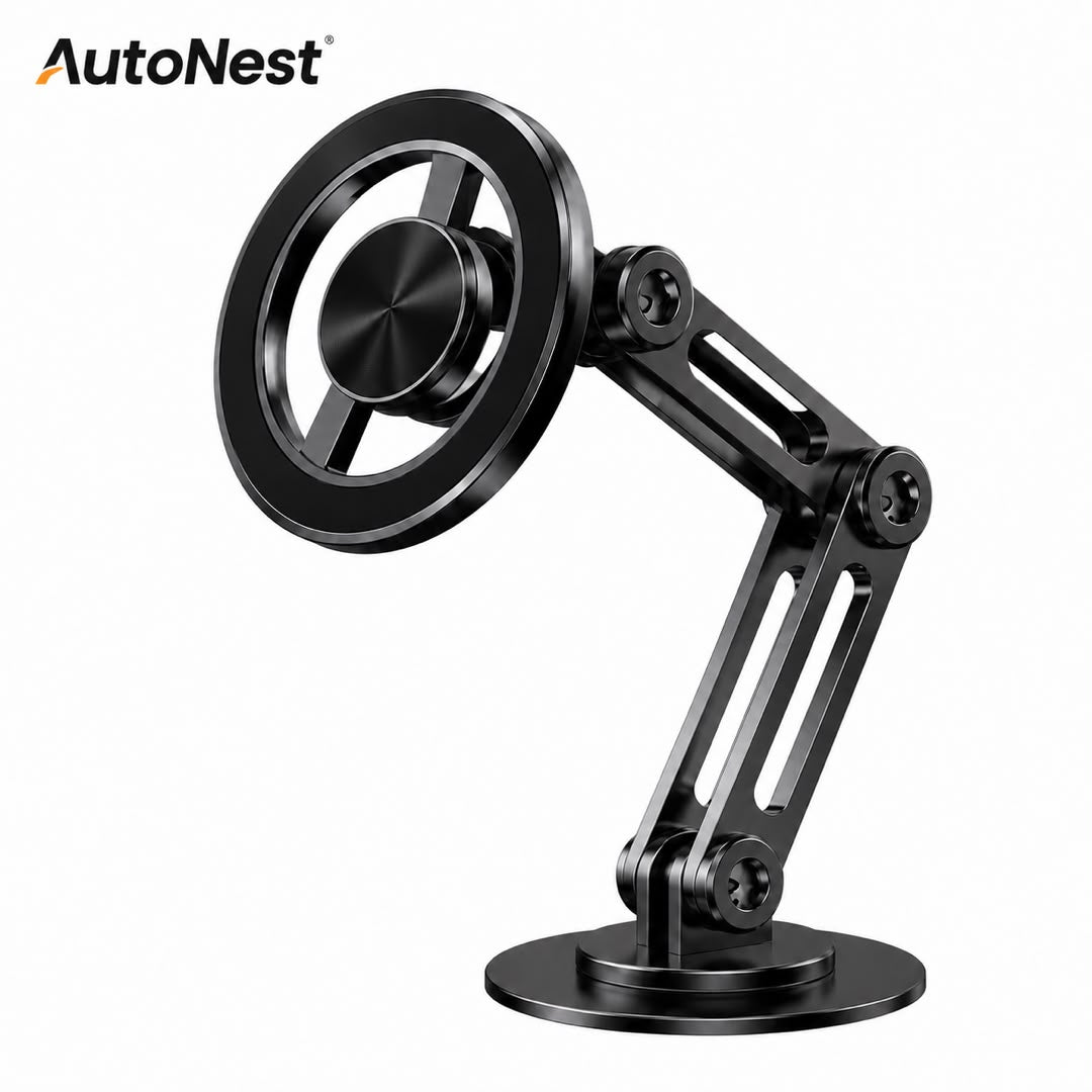 360° Magnetic Car Phone Holder | Foldable Metal Dashboard Mount