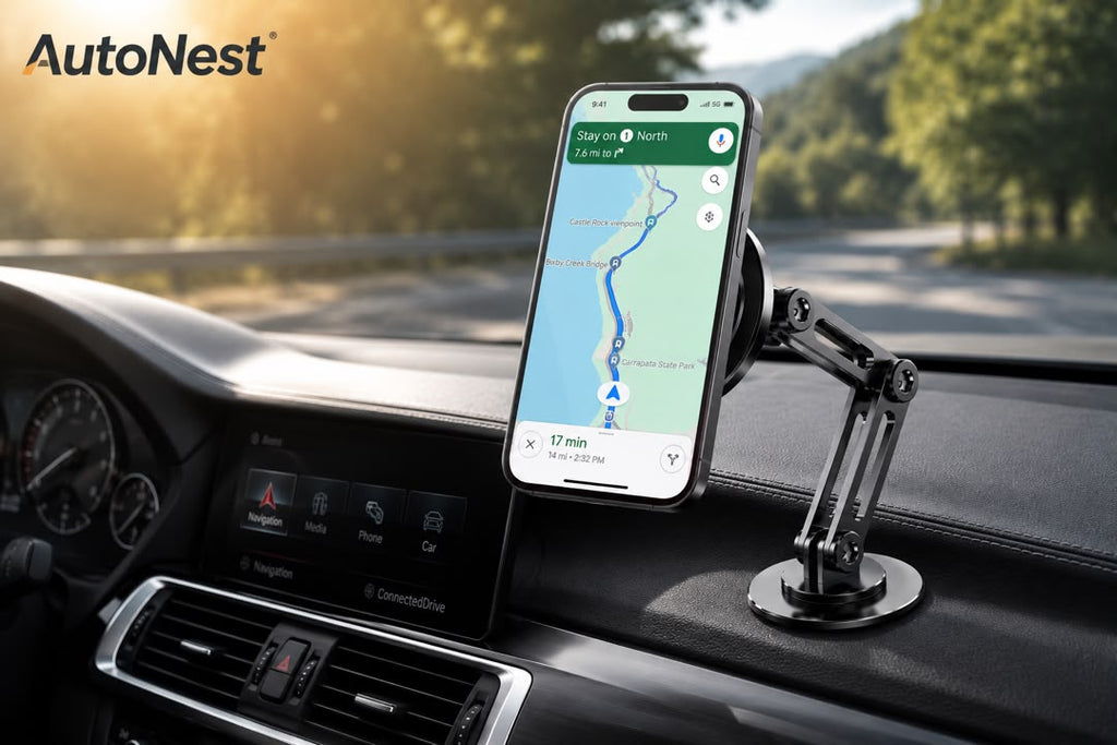 360° Magnetic Car Phone Holder | Foldable Metal Dashboard Mount